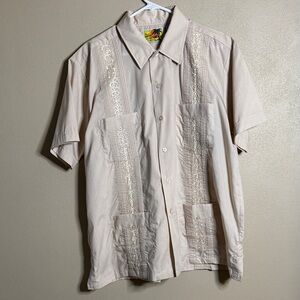 Haband Men's Casual Button Down Shirt - Cream